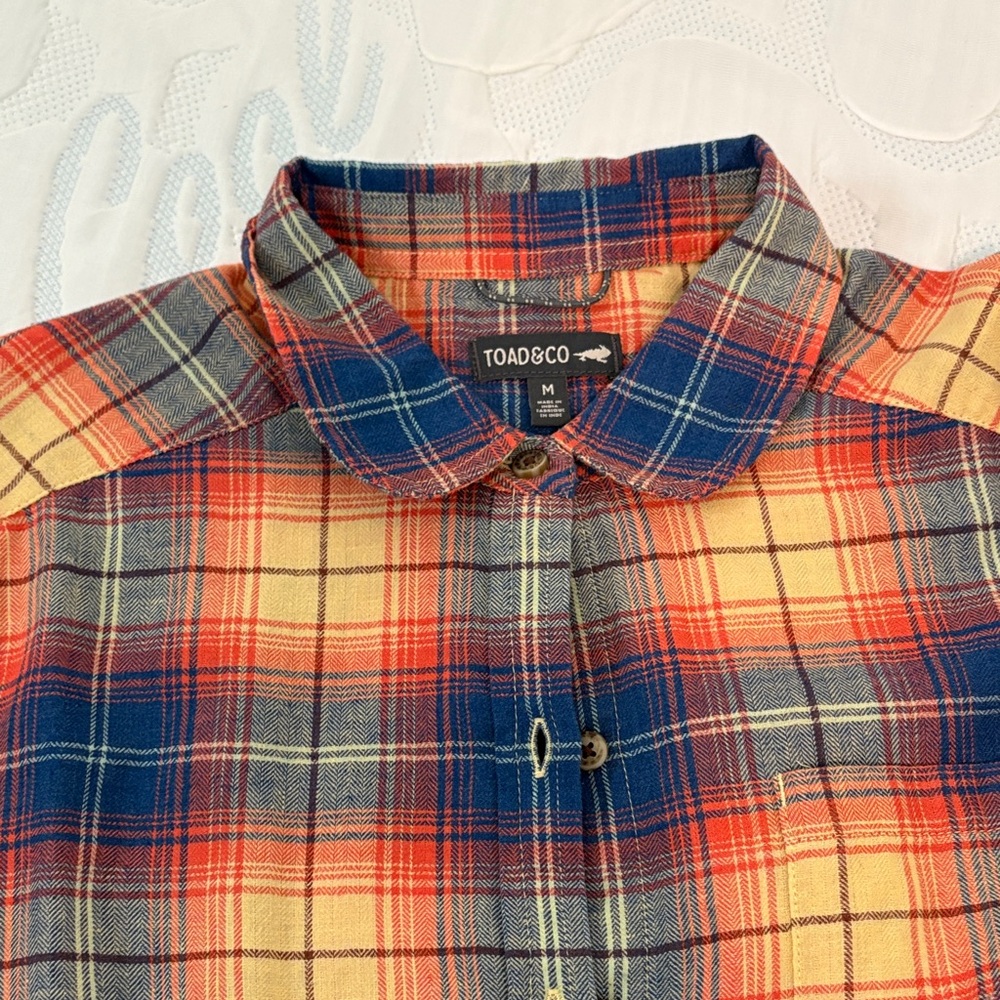 Toad&Co Red and Blue Plaid Button Down Shirt - Picture 2 of 2